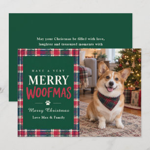 Cartes Pour Fêtes Annuelles Joyeux Woofmas Tartan Photo de Chien Noël