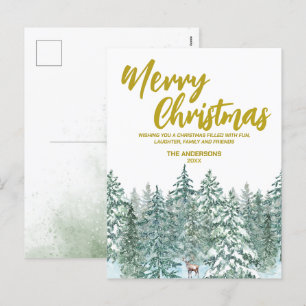 Cartes Pour Fêtes Annuelles Joyeux xmas forêt Moose script Holiday