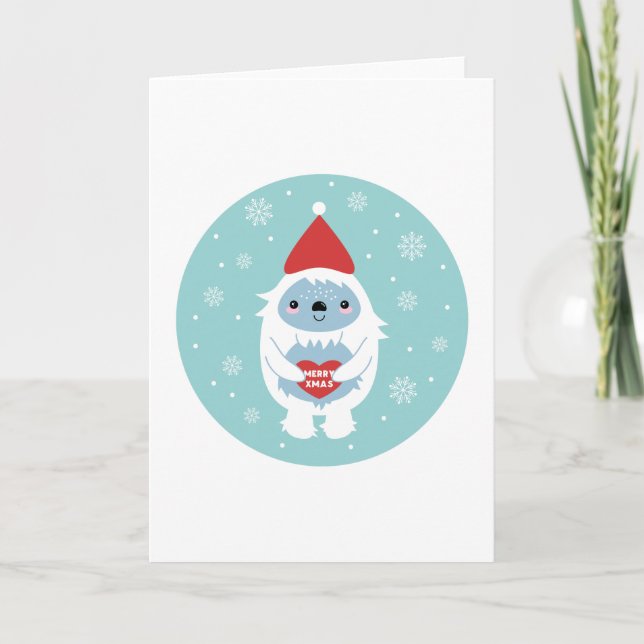 Cartes Pour Fêtes Annuelles Joyeux yeti de Noël (Devant)