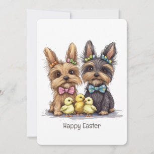 Cartes Pour Fêtes Annuelles Joyeux Yorkshire Terrier Chiens de Pâques
