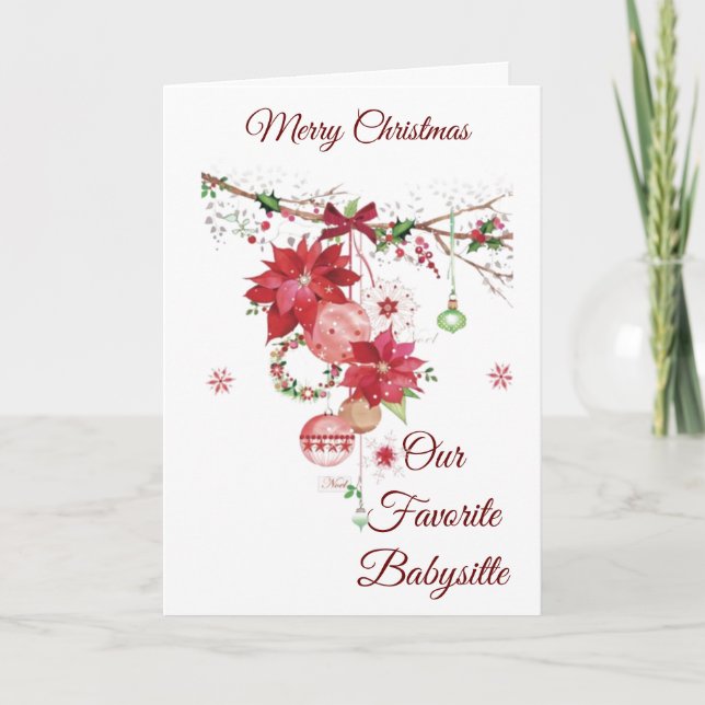 CARTES POUR FÊTES ANNUELLES JOYEZ NOËL À * À NOTRE BABYSITTER PRÉFÉRÉ* (Devant)