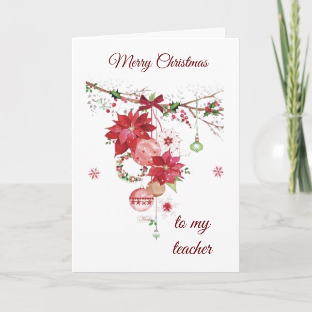 CARTES POUR FÊTES ANNUELLES JOYEZ NOËL À ***MON ENSEIGNANT*** (Devant)