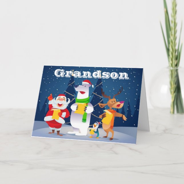 CARTES POUR FÊTES ANNUELLES **JOYEZ NOËL GRANDSON** CAROLÉ POUR VOUS ! (Devant)
