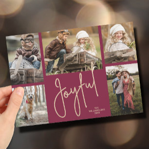 Cartes Pour Fêtes Annuelles JOYFUL 5 Photo Cranberry Noël