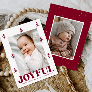 Cartes Pour Fêtes Annuelles Joyful Burgundy Trees 2 Photo