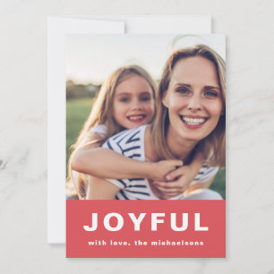 Cartes Pour Fêtes Annuelles Joyful Christmas Red Two Photo Collage