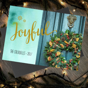 Cartes Pour Fêtes Annuelles Joyful Christmas Wreath Photo