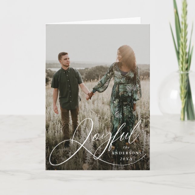Cartes Pour Fêtes Annuelles Joyful Elegance Script Photo Holiday Card (Devant)