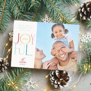 Cartes Pour Fêtes Annuelles JOYFUL FAMILLE PHOTO moderne élégant type coloré