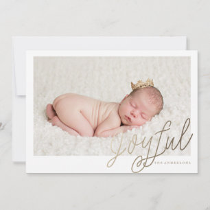 Cartes Pour Fêtes Annuelles JOYFUL GOLD FOIL photo christmas greeting card