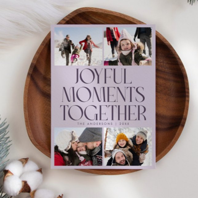 Cartes Pour Fêtes Annuelles Joyful Moments Together Purple Multi Photo (Créateur téléchargé)
