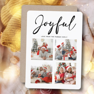 Cartes Pour Fêtes Annuelles JOYFUL Script Noir Simple Photo Collage