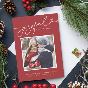 Cartes Pour Fêtes Annuelles Joyful Start Christmas Pregnancy Announcement