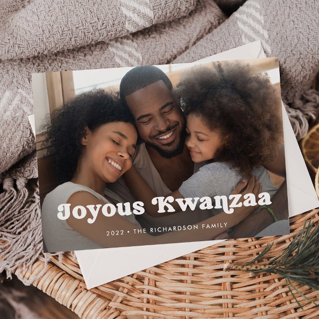 Cartes Pour Fêtes Annuelles Joyous Kwanzaa | Superposition photo Boho simple (Créateur téléchargé)