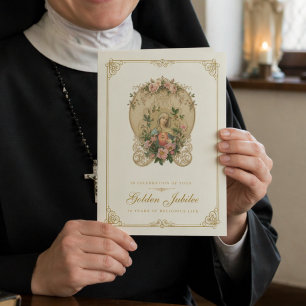 Cartes Pour Fêtes Annuelles Jubilé d'or de la religieuse après 50 ans de vie r