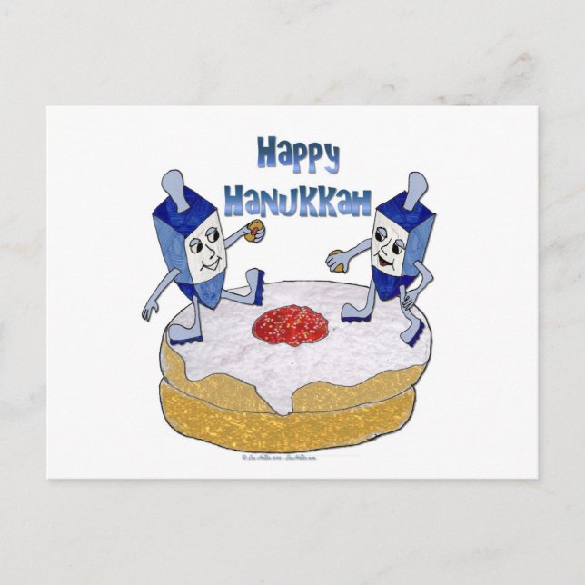 Cartes Pour Fêtes Annuelles Judaica Happy Hanukkah Dancing Dreidels (Devant)