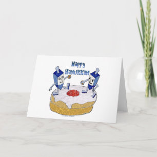 Cartes Pour Fêtes Annuelles Judaica Happy Hanukkah Dancing Dreidels