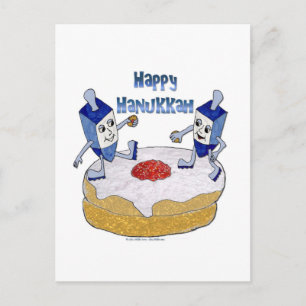 Cartes Pour Fêtes Annuelles Judaica Happy Hanukkah Dancing Dreidels