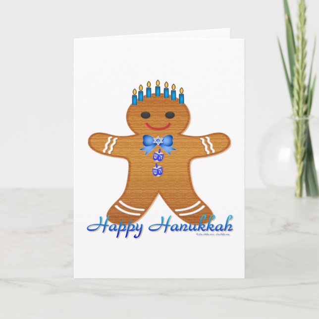 Cartes Pour Fêtes Annuelles Judaïque Hanoukka Gingerbread Homme Menorah (Devant)