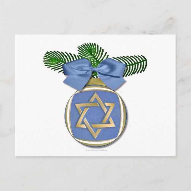 Cartes Pour Fêtes Annuelles Judaïque Hanoukka Star Of David Ornament Print (Devant)