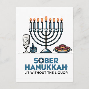 Cartes Pour Fêtes Annuelles Juif sobre Hanukkah Lit Sans Le Liquor Juif 