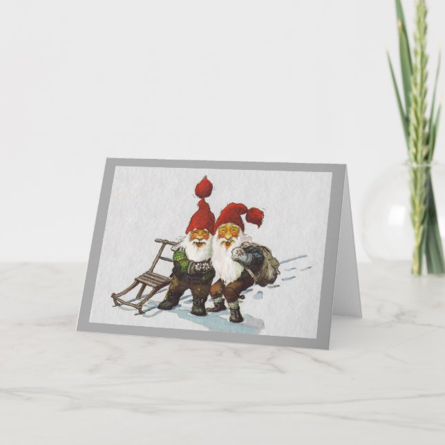 Cartes Pour Fêtes Annuelles Julenisse Friends Sledding (Devant)