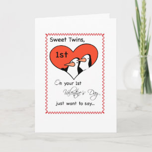 Cartes Pour Fêtes Annuelles Jumeaux 1er Saint Valentin Pingouin mignon