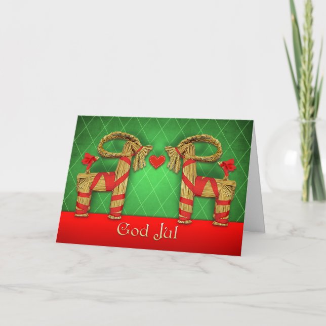 Cartes Pour Fêtes Annuelles Jumeaux de Julbok de Suédois avec Noël de juillet (Devant)