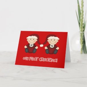 Cartes Pour Fêtes Annuelles Jumeaux : Notre premier Noël personnalisable