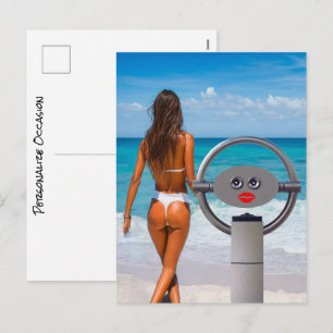 Cartes Pour Fêtes Annuelles Jumelles de plage drôles Bikini Vue océan Humour 1