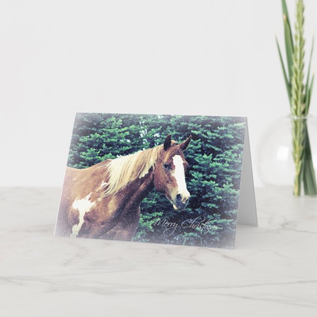 Cartes Pour Fêtes Annuelles Jument de peinture de Joyeux Noël (Devant)