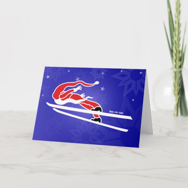 Cartes Pour Fêtes Annuelles Jumping de ski de Santa Goes ! (Devant)