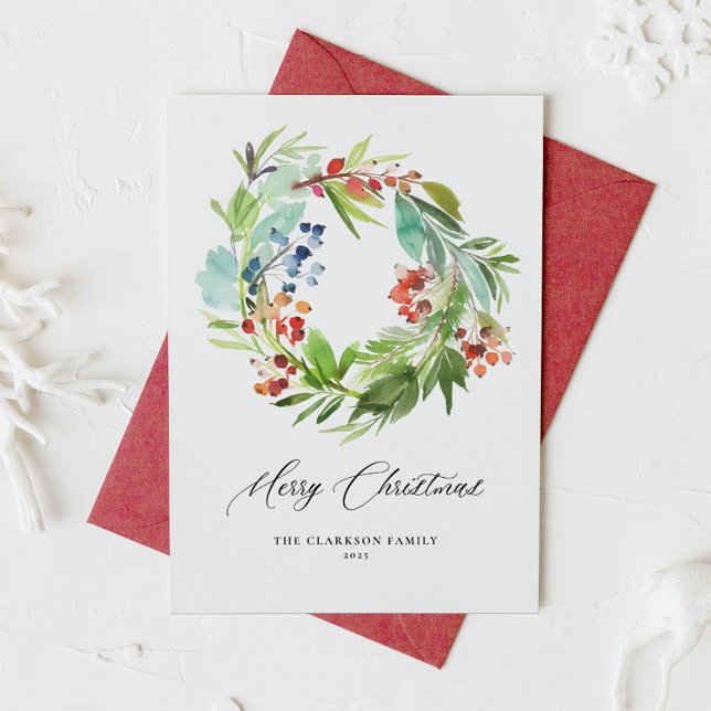 Cartes Pour Fêtes Annuelles Juniper et Holly Wreath Noël (Créateur téléchargé)