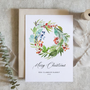 Cartes Pour Fêtes Annuelles Juniper et Holly Wreath Noël