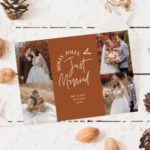 Cartes Pour Fêtes Annuelles Juste Marié Vacances Nouvelles Photo Terracotta