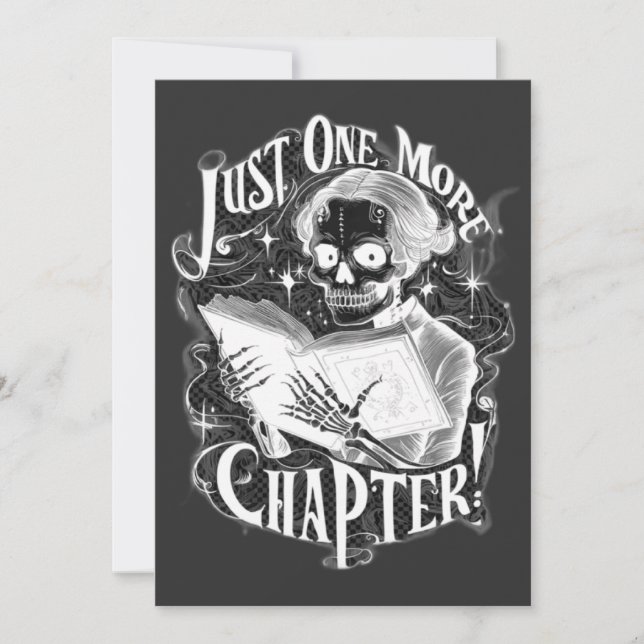 Cartes Pour Fêtes Annuelles Juste un autre chapitre Skeleton Reader amusant (Devant)