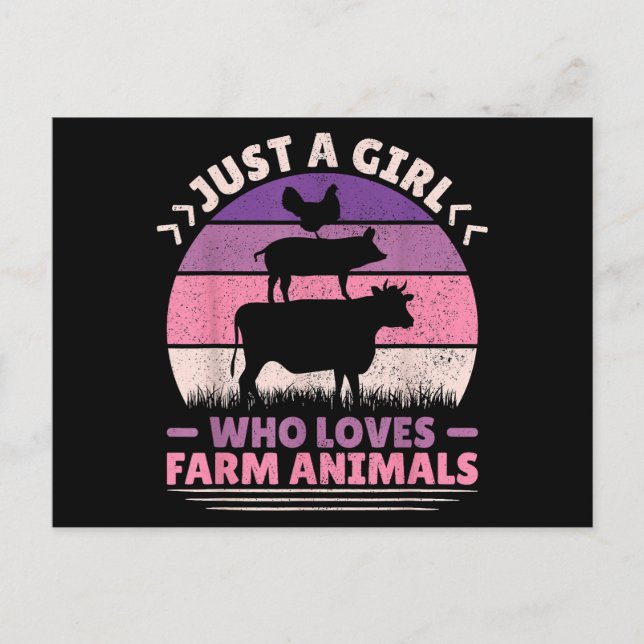Cartes Pour Fêtes Annuelles Juste Une Fille Qui Aime Les Animaux Agricoles Aim (Devant)