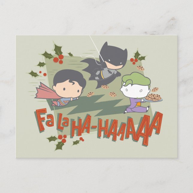Cartes Pour Fêtes Annuelles Justice League Chibi Holiday Cookie Chase (Devant)