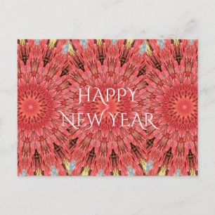 Cartes Pour Fêtes Annuelles Kaleidoscope Design Fleur rouge Joyeux Texte du No
