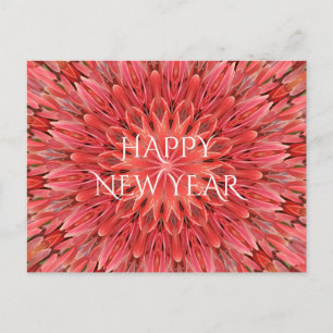 Cartes Pour Fêtes Annuelles Kaleidoscope Design Fleur rouge Joyeux Texte du No