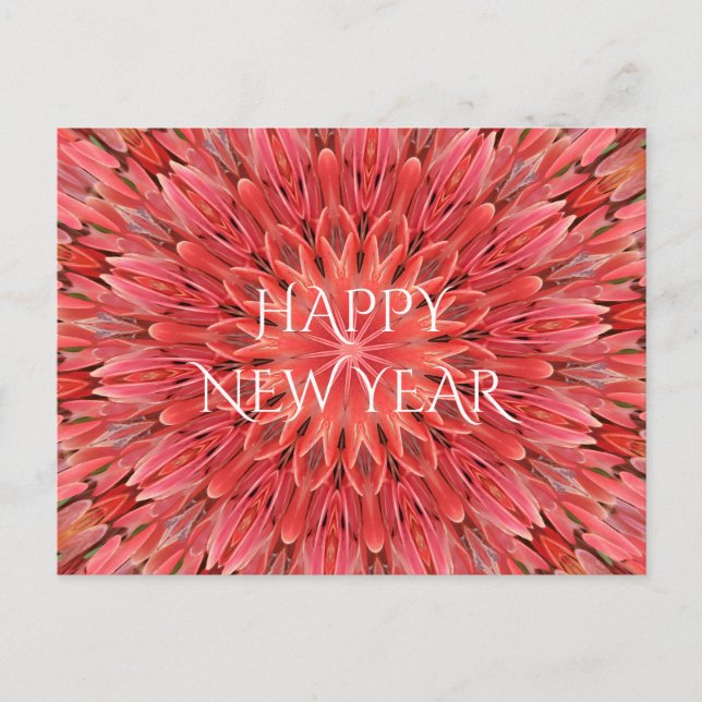 Cartes Pour Fêtes Annuelles Kaleidoscope Design Fleur rouge Joyeux Texte du No (Devant)