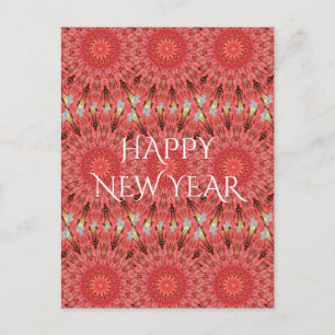 Cartes Pour Fêtes Annuelles Kaleidoscope Design Fleur rouge Joyeux Texte du No
