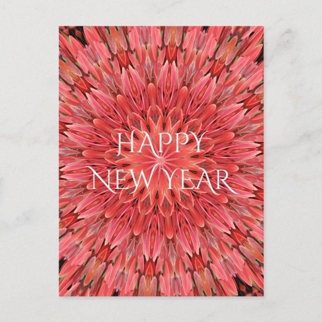 Cartes Pour Fêtes Annuelles Kaleidoscope Design Fleur rouge Joyeux Texte du No (Devant)