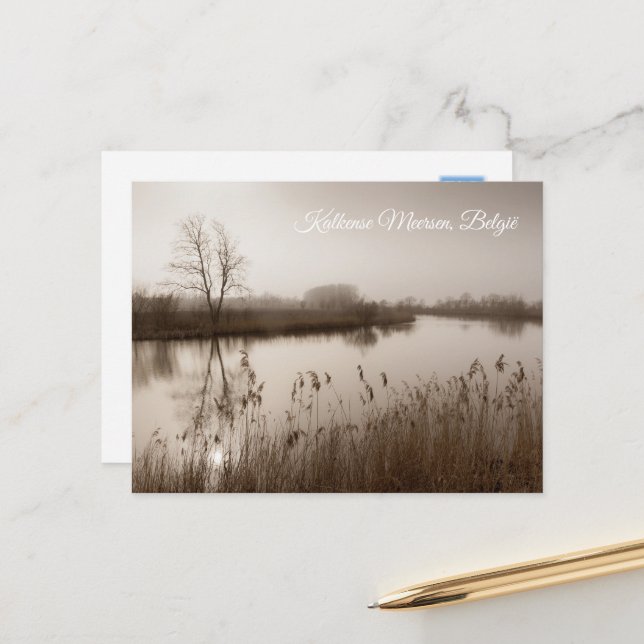 Cartes Pour Fêtes Annuelles Kalkense meersen, Tranquil Landscape, Belgium (Devant/Arrière en situation)