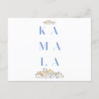 Cartes Pour Fêtes Annuelles Kamala Harris. Fleurs. Blanc et bleu