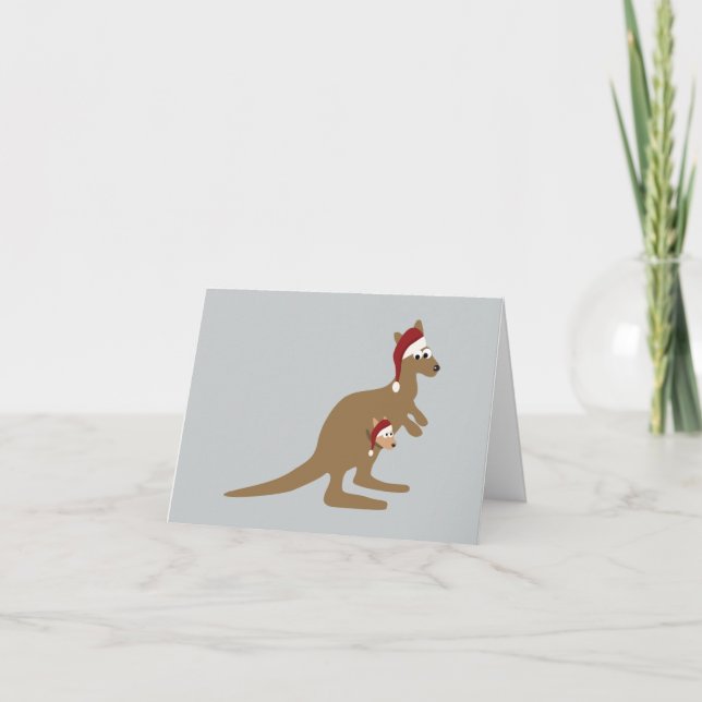 Cartes Pour Fêtes Annuelles Kangourous mignons de Noël (Devant)