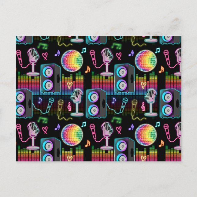 Cartes Pour Fêtes Annuelles Karaoke Glow Singing Music Party (Devant)