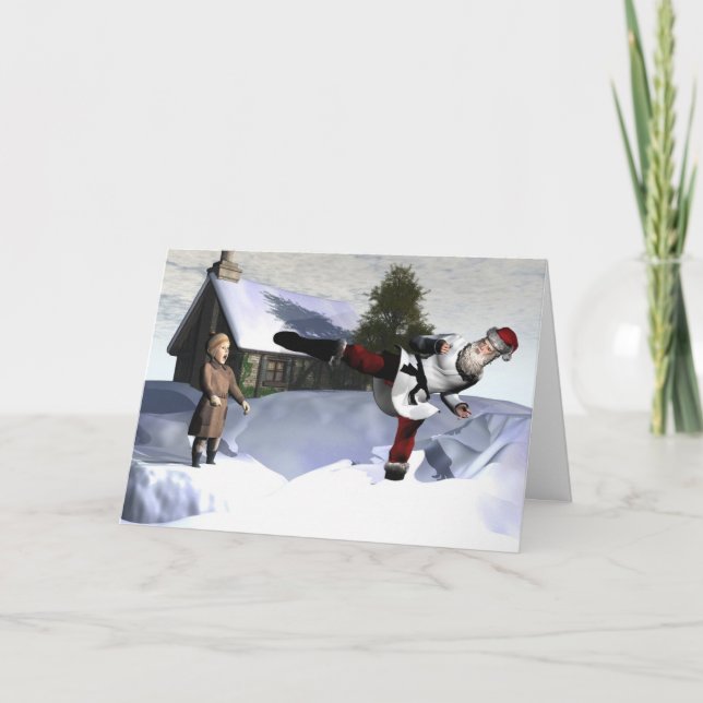 Cartes Pour Fêtes Annuelles Karate Claus (Devant)