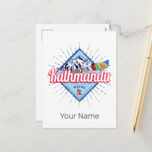 Cartes Pour Fêtes Annuelles Kathmandu Mountains Népal Retro Flags Souvenir