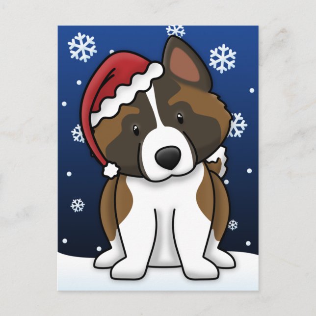 Cartes Pour Fêtes Annuelles Kawaii Akita Christmas Postcard (Devant)